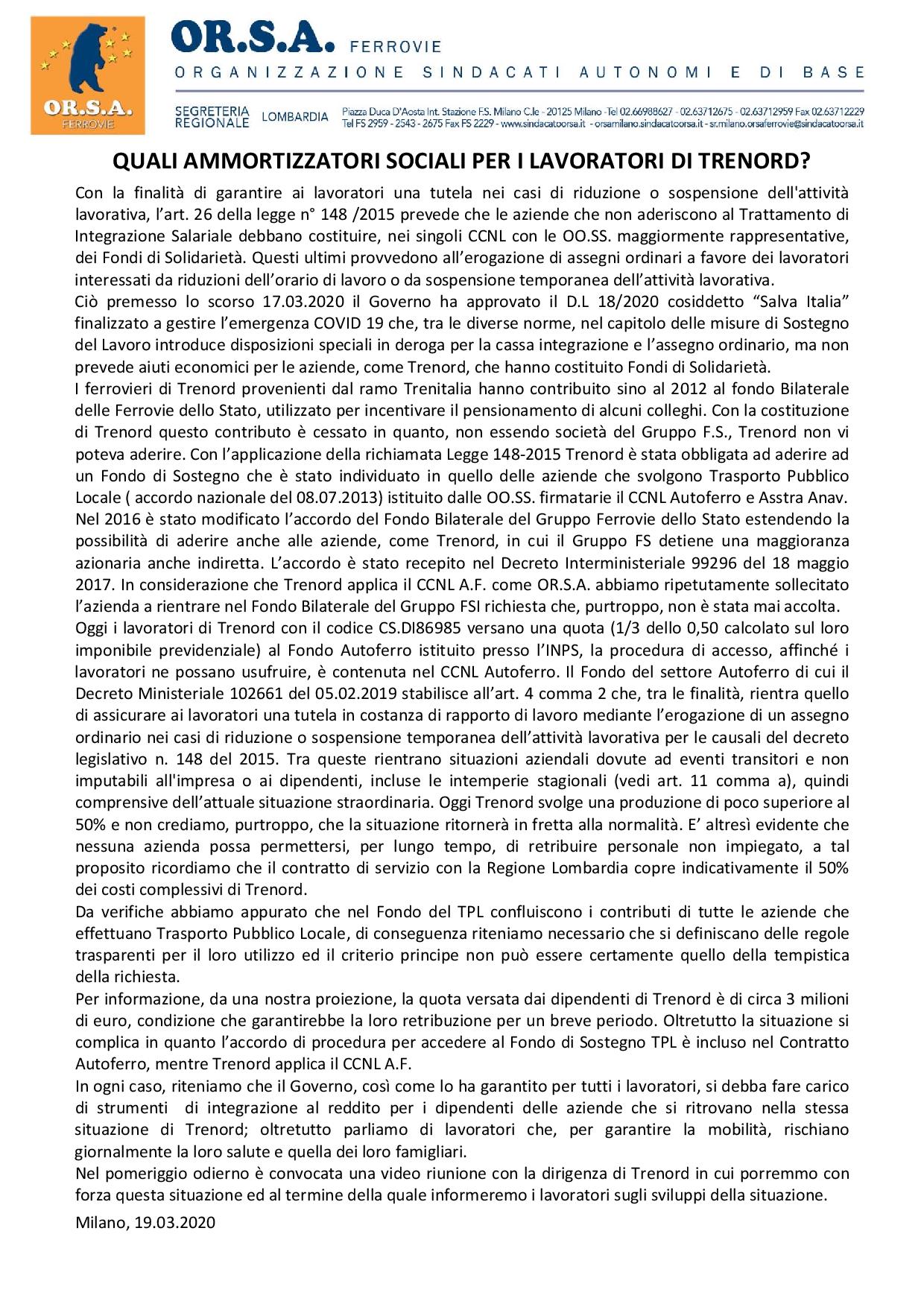 QUALI AMMORTIZZATORI SOCIALI PER I LAVORATORI DI TRENORD page 001