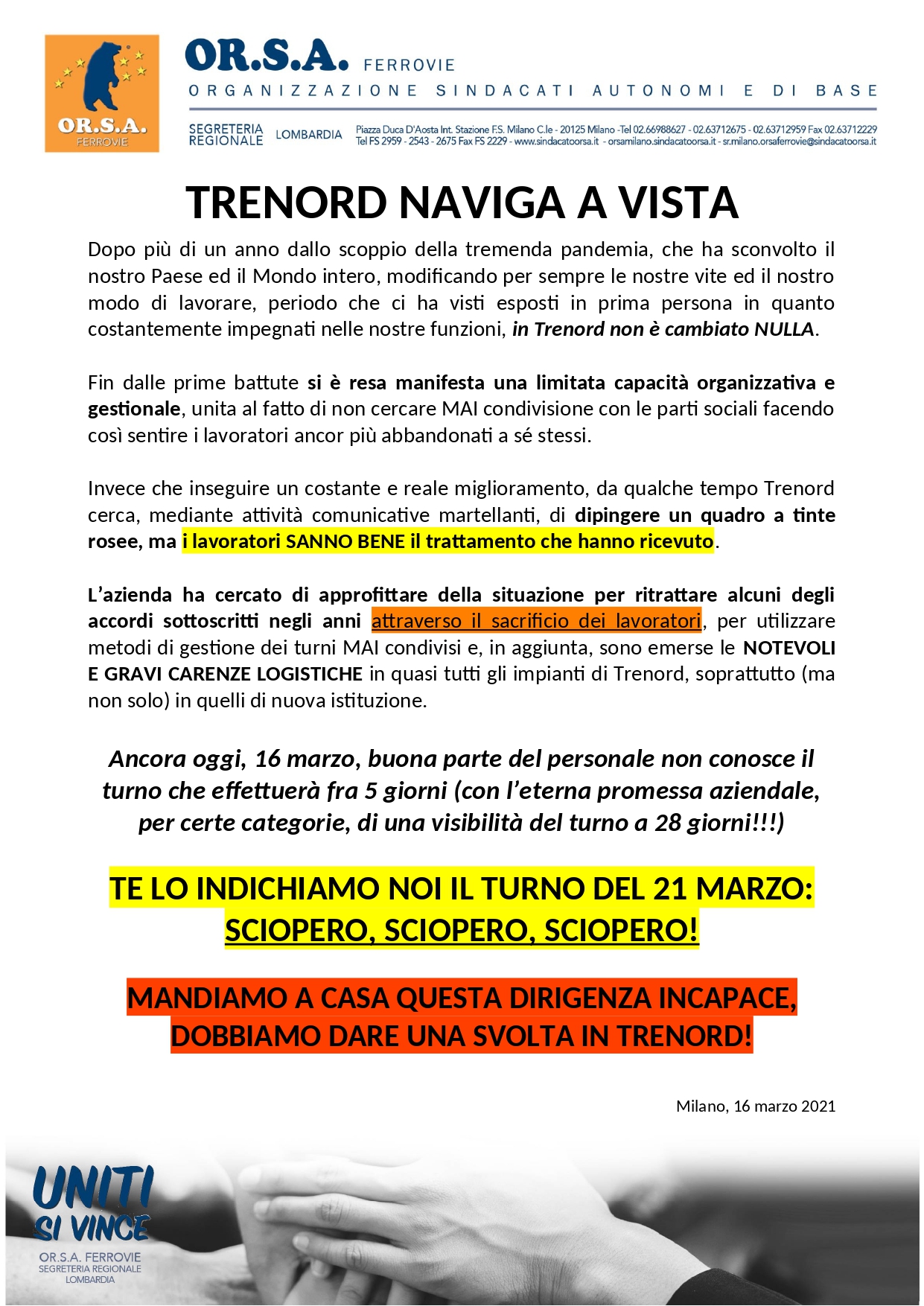 Volantino sciopero Trenord 21 Marzo page 0001